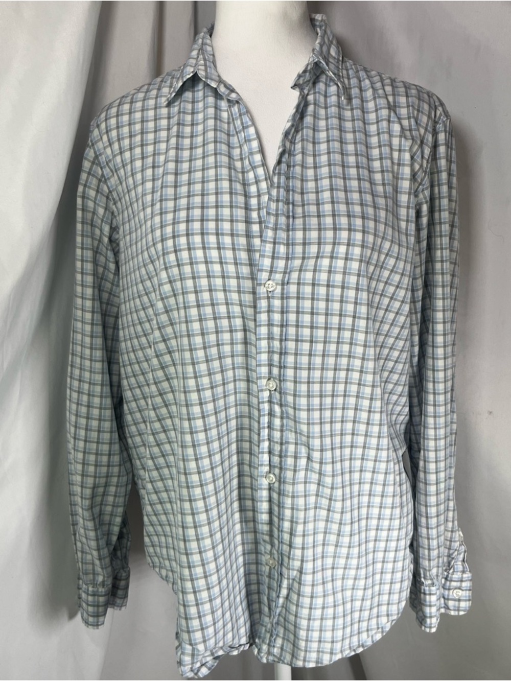 Frank & Eileen ‘Frank’ Long Sleeve Button Down Windowpane Light Blue/Gray XL